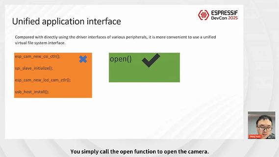 Präsentationsfolie zu Unified application interface von Espressif