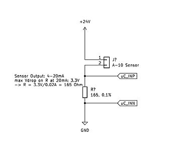 Schaltplan zur Messung eines 4-20mA Sensors