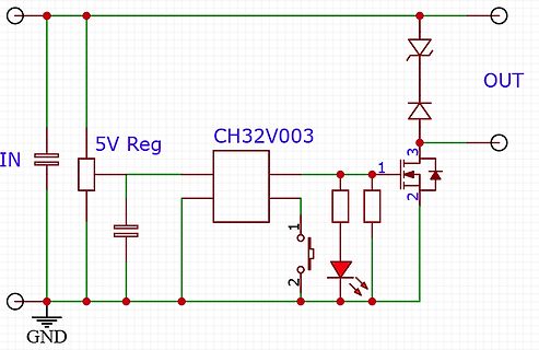 Schaltplan mit CH32V003 Mikrocontroller und MOSFET-Treiber