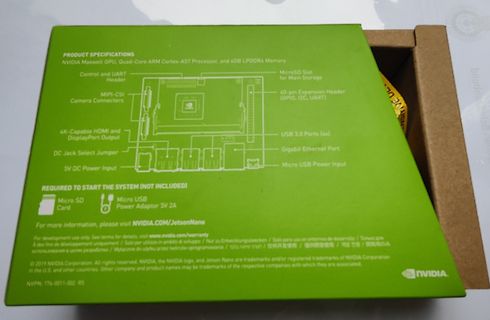 NVIDIA Jetson Nano Produktspezifikationen auf Verpackung