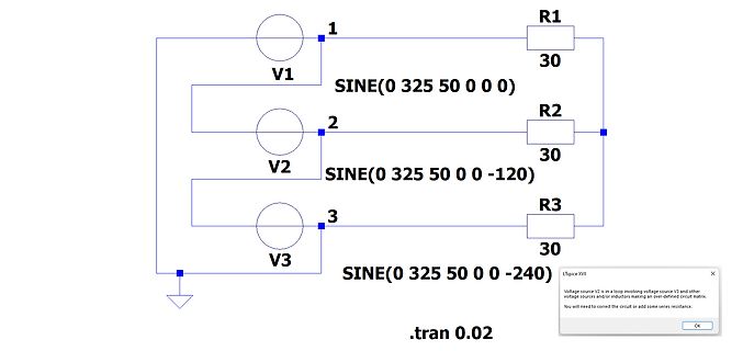 LTspice Schaltplan eines Dreiphasensystems