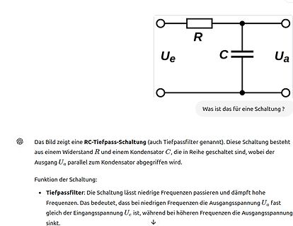 Schaltplan eines RC-Tiefpassfilters und Erläuterung