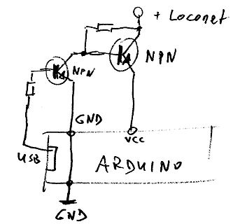 Handgezeichneter Schaltplan mit Arduino und NPN-Transistoren