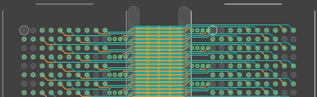 Ausschnitt eines PCB-Layouts mit Leiterbahnen und Pads
