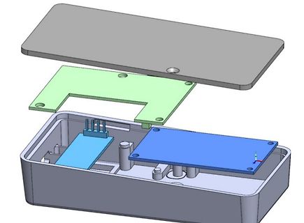 3D-CAD-Explosionszeichnung eines Elektronikgehäuses