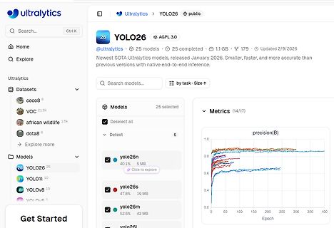 Webseite von Ultralytics YOLO26 Modellen