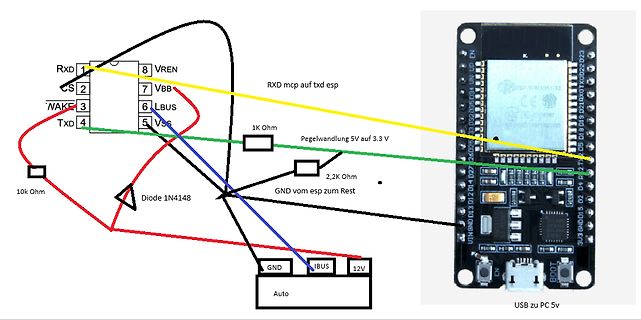Schaltplan Pegelwandlung 5V auf 3.3V