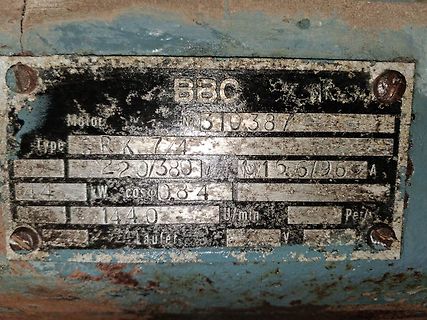 Typenschild eines BBC Motors