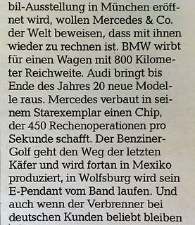 Zeitungsartikel über Automobilindustrie
