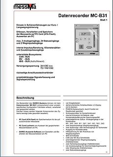 Datenblatt des Datenrecorders MC-B31
