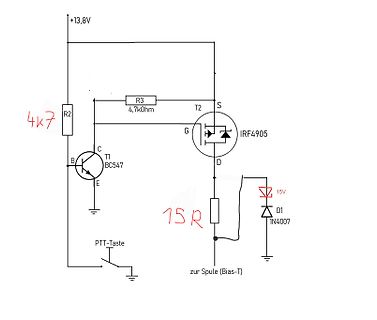 Schaltplan einer Transistor-Schaltung mit MOSFET
