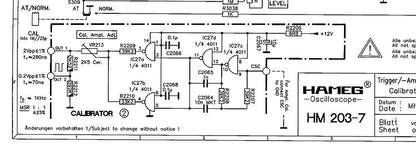 Schaltplan eines Hameg HM 203-7 Oszilloskop-Kalibrators