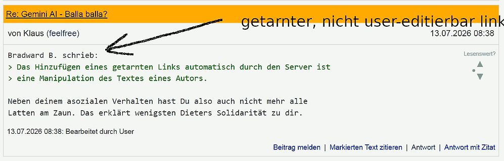 Screenshot eines Forenbeitrags