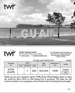 QSL-Karte von Trans World Radio Guam