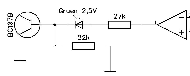 Schaltplan mit Transistor, LED und Operationsverstärker