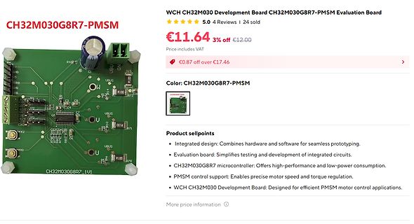 Produktseite einer WCH CH32M030 Entwicklungsplatine