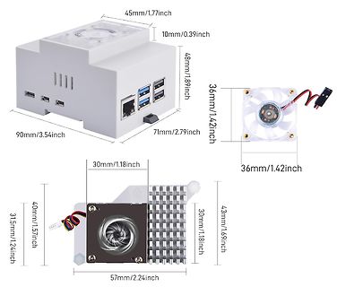 Abmessungen eines Mini-PCs und Lüfters