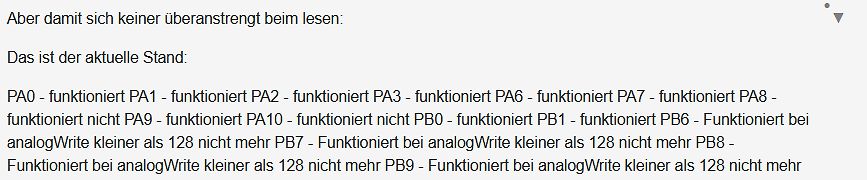 Textliste zum Status von Mikrocontroller-Ausgängen