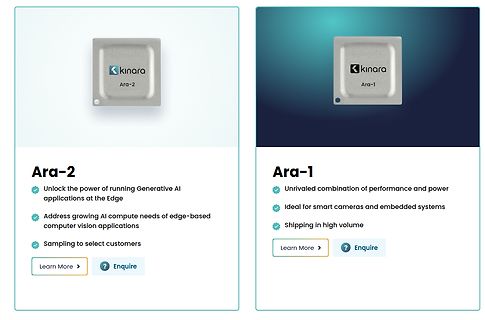 Produktvergleich Kinara Ara-1 und Ara-2 Chips
