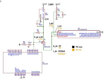 Schaltplan mit PIC12F683 und Arduino Uno R3