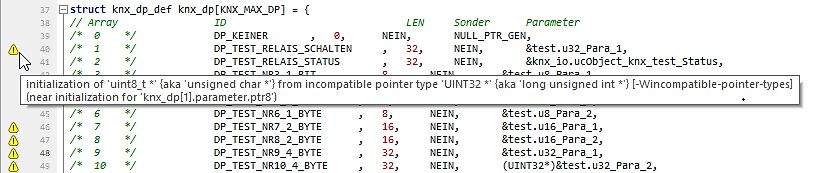 C-Code mit Compiler-Warnung