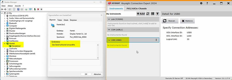 Keysight Connection Expert Software Fenster