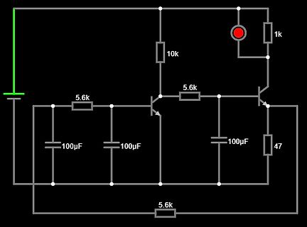 Schaltplan einer Transistor-Schaltung mit LED