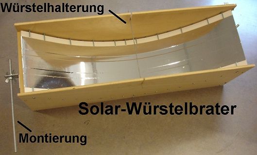 Solar-Würstelbrater mit Wursthalterung und Montierung