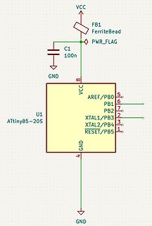 Schaltplan eines ATtiny85-Mikrocontrollers