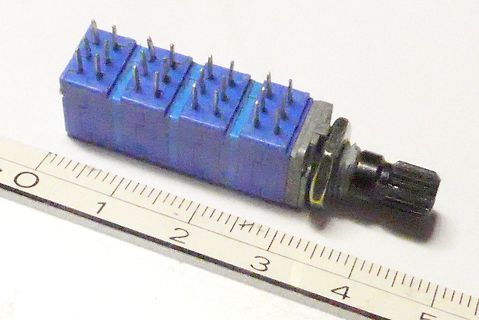 Blauer Flachbandstecker mit Messskala