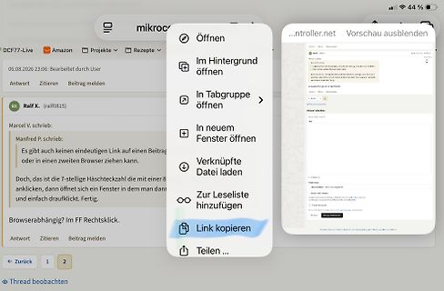 Kontextmenü eines Webbrowsers