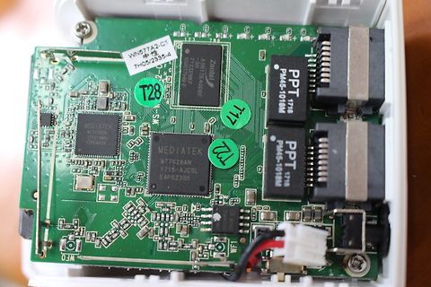 Leiterplatte mit Mediatek Chips und RJ45 Buchsen