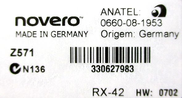 Typenschild eines Novero Geräts