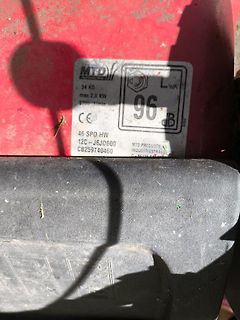 Typenschild eines MTD Geräts
