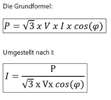 Mathematische Formeln für elektrische Leistung