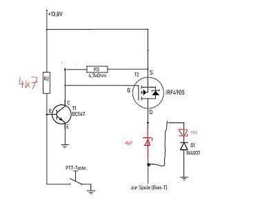 Schaltplan mit MOSFET und Bipolar-Transistor