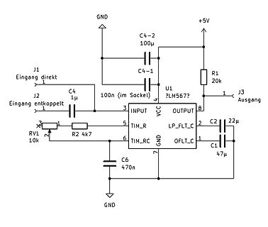 Schaltplan eines LM567 Klangerzeugers