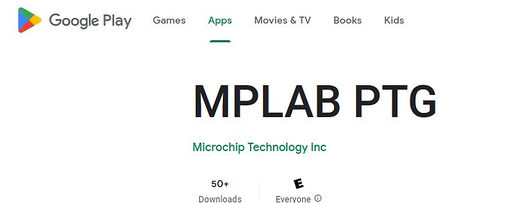 Google Play Store Eintrag für MPLAB PTG