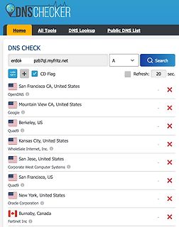 DNS Check Webseite für pzb7ql.myfritz.net