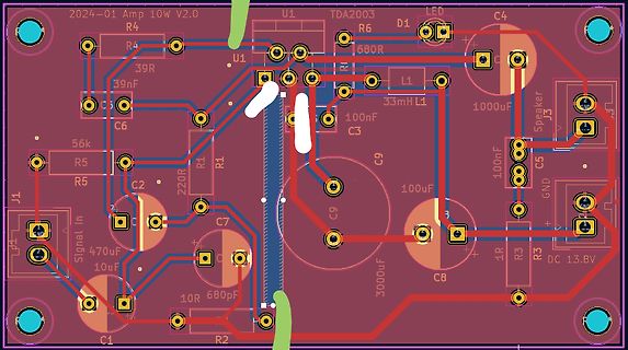 PCB-Layout eines Audio-Verstärkers