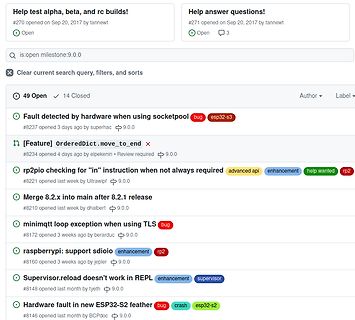 Liste von GitHub Issues zu ESP32 und MicroPython