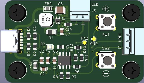 PCB-Layout einer Leiterplatte mit Bauteilbeschriftung