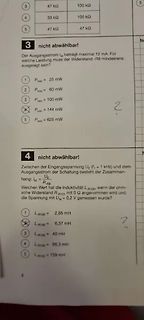 Ausschnitt aus einem Aufgabenblatt für Elektrotechnik