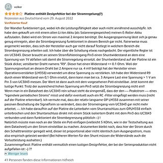 Text einer Kundenrezension über einen Ladewandler