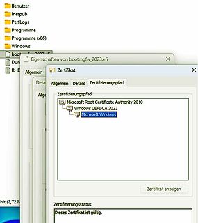 Windows Zertifikatseigenschaften von bootmgfw_2023.efi