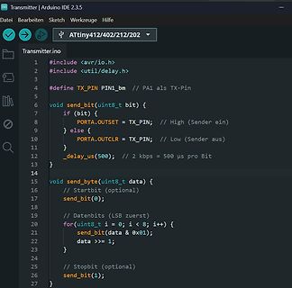 Arduino IDE C++ Code für Transmitter