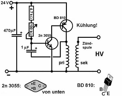 Schaltplan eines Hochspannungserzeugers