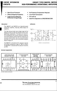 Datenblatt der SN52741 und SN72741 Operationsverstärker