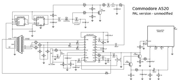 Schaltplan Commodore A520 PAL version