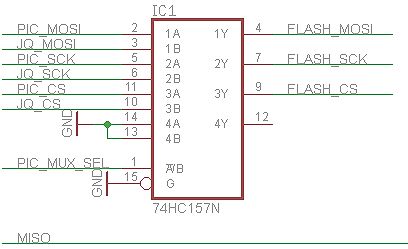 Schaltplan eines Multiplexers IC1 74HC157N